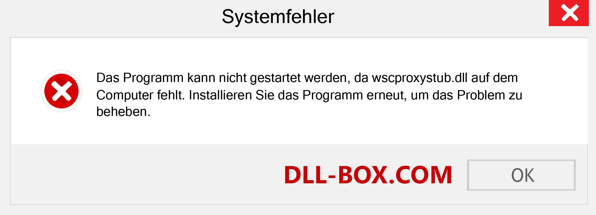 wscproxystub.dll-Datei fehlt?. Download für Windows 7, 8, 10 - Fix wscproxystub dll Missing Error unter Windows, Fotos, Bildern